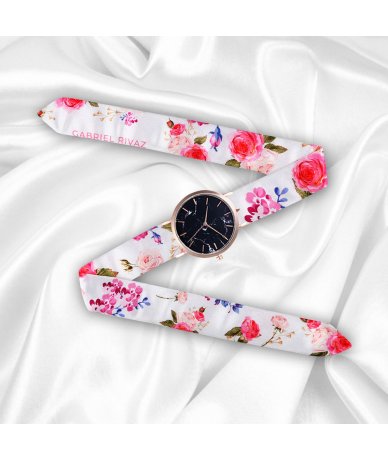 RELOJ PINK FLOWERS GOLD