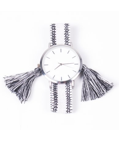 MONTRE POMPONS BLANC